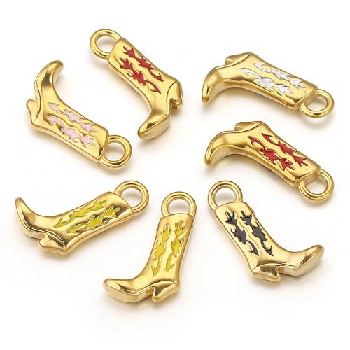 Stainless Steel Pendants 304 Stainless Steel Shoes Vacuum Ion Plating DIY & enamel Sold By Bag