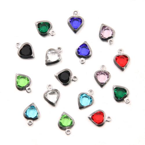 Crystal Pendants 304 Stainless Steel with Crystal Heart DIY Approx 1mm Approx Sold By Bag