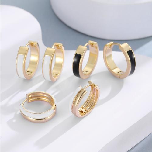 Messing Huggie Hoop Earring, Ronde, gold plated, verschillende stijlen voor de keuze & voor vrouw & glazuur, meer kleuren voor de keuze, nikkel, lood en cadmium vrij, Verkocht door pair