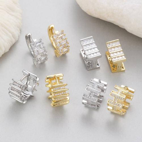 Cubic Zirconia Micro Pave Brass Earring plated & micro pave cubic zirconia & for woman nickel lead & cadmium free Sold By Pair