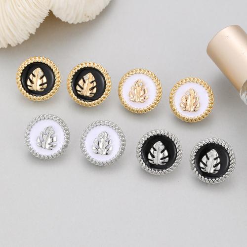 Brass Stud Earring Round plated for woman & enamel nickel lead & cadmium free Sold By Pair