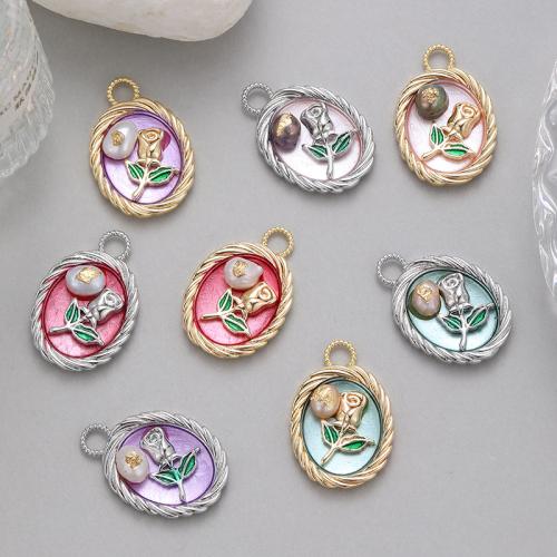 Freshwater Pearl Pendants Brass with Freshwater Pearl plated DIY & enamel nickel lead & cadmium free Sold By PC