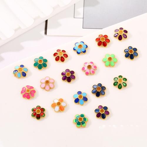 Zinc Alloy Bead Cap Flower gold color plated DIY & enamel nickel lead & cadmium free 8mm Approx 2mm Sold By Bag