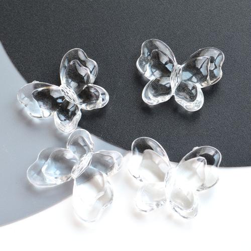 Perles acryliques transparentes, Acrylique, papillon, DIY, blanc, 34.50x28.50x9.20mm, Trou:Environ 2mm, Environ 110PC/sac, Vendu par sac