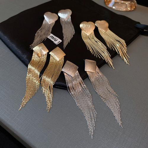 Fashion Fringe Earrings Brass plated fashion jewelry & for woman Sold By Pair