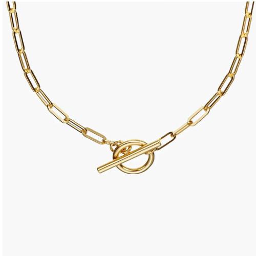 Stainless Steel Jewelry Necklace 304 Stainless Steel real gold plated fashion jewelry & for woman Length 440 mm Sold By PC