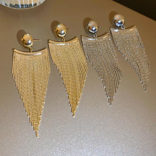 Fashion Fringe Boucles d'oreilles, laiton, Placage, bijoux de mode & pour femme, plus de couleurs à choisir, 78x25mm, Vendu par paire