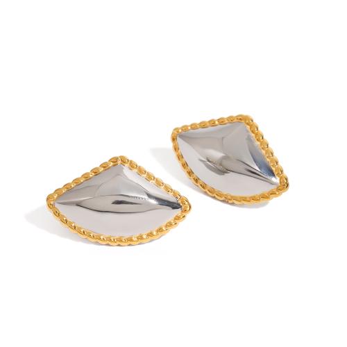 Roestvrij staal Stud Earrings, 304 roestvrij staal, plated, mode sieraden & voor vrouw & two tone, Verkocht door pair