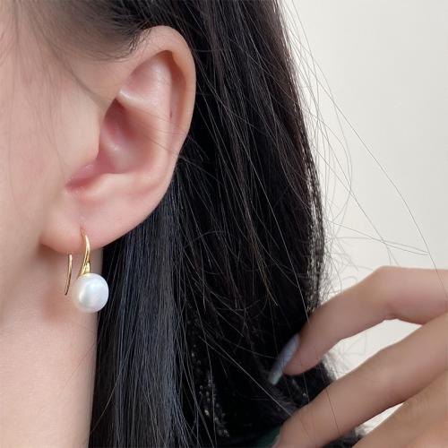 Freshwater Pearl Earrings Brass with Freshwater Pearl Vacuum Ion Plating for woman nickel lead & cadmium free Sold By Pair