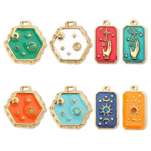 Stainless Steel Pendants 304 Stainless Steel Vacuum Ion Plating DIY & enamel & with rhinestone Sold By Bag