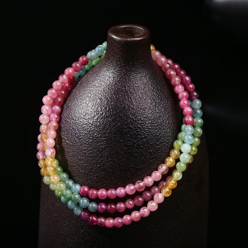 tourmaline bracelet, Rond, fait à la main, multicouche & naturel & pour femme, multicolore, beads length 3mm, Longueur Environ 17 pouce, Vendu par PC