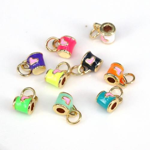 Brass Jewelry Pendants Cup gold color plated DIY & enamel nickel lead & cadmium free Sold By PC