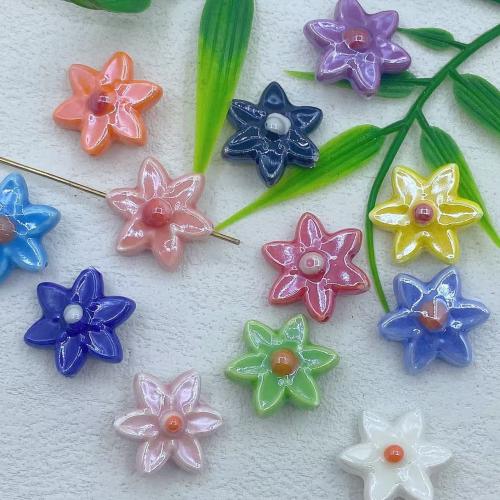 Contas de joias de porcelana, Flor, DIY, Mais cores pare escolha, 17x7mm, Buraco:Aprox 2mm, Aprox 100PCs/Bag, vendido por Bag