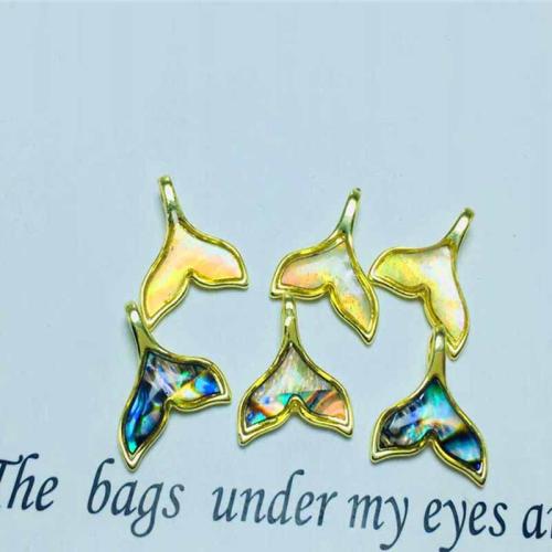 Brass Jewelry Pendants Mermaid tail gold color plated DIY & enamel nickel lead & cadmium free 15mm Sold By Bag