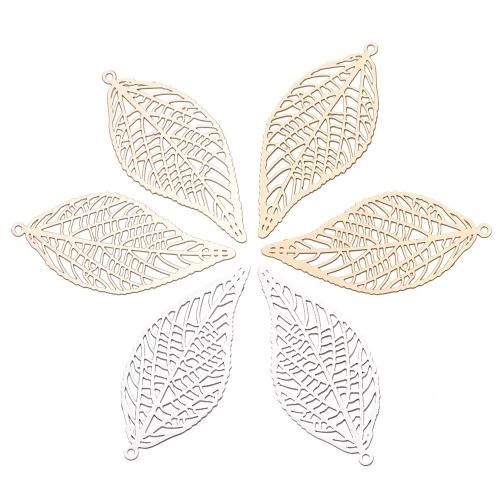 Hollow Brass Pendants Leaf plated DIY nickel lead & cadmium free Approx Sold By Bag