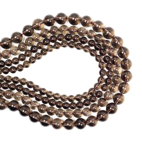 Naturale Smoky Quartz Beads, quarzo affumicato, Cerchio, DIY & formato differente per scelta, marrone chiaro, Venduto da filo