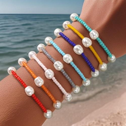 Bijoux bracelets de mode, perle de plastique, avec Cordon de noeud, 8 pièces & Réglable & pour femme, couleurs mélangées, Vendu par PC