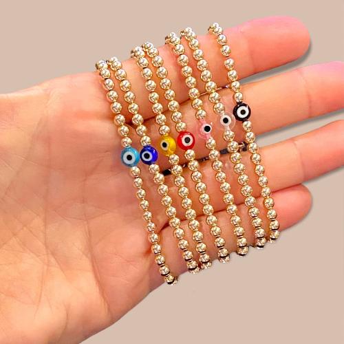 Evil Eye Jewelry Bracelet Brass with Lampwork gold color plated evil eye pattern & for woman nickel lead & cadmium free Sold By PC