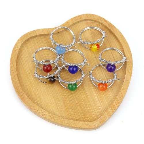 Natural Gemstone Finger Ring Zinc Alloy with Natural Stone plated fashion jewelry nickel lead & cadmium free Sold By PC