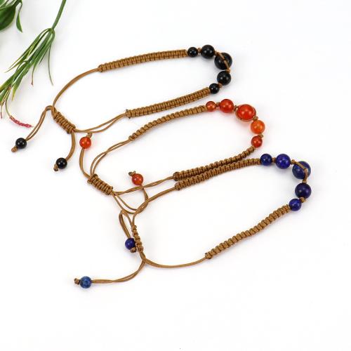 Gemstone Bracelets Knot Cord with Natural Stone fashion jewelry Length 22 cm Sold By PC