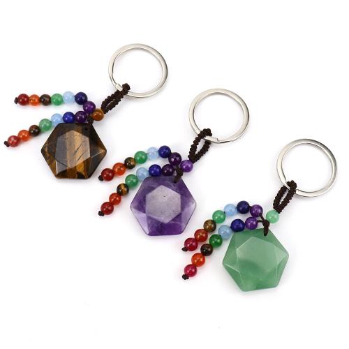 Bag Purse Charms Keyrings Keychains Natural Stone with Knot Cord & Zinc Alloy fashion jewelry Sold By PC