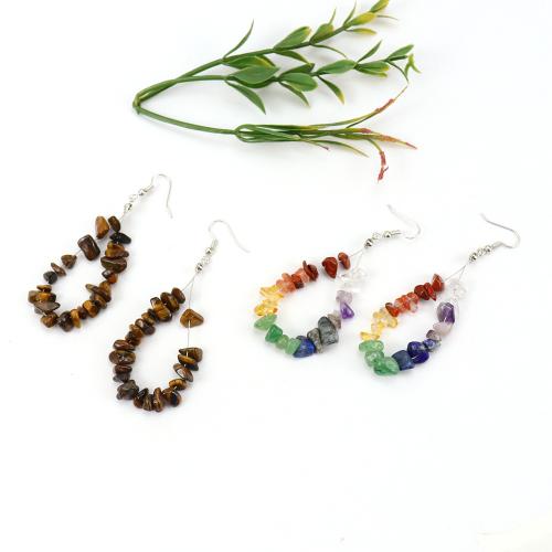 Natural Gemstone Earrings Natural Stone with Zinc Alloy fashion jewelry nickel lead & cadmium free Sold By Pair