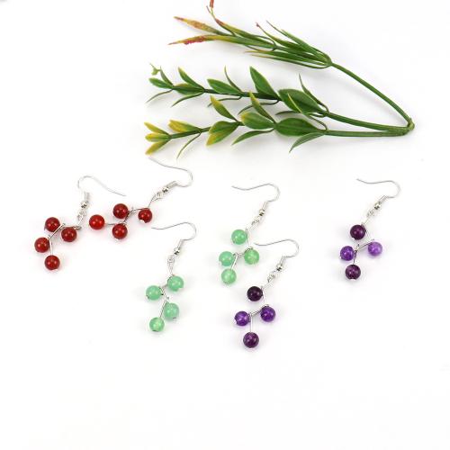 Gemstone Earrings, liga de zinco, with Pedra natural, banhado, joias de moda & materiais diferentes para a escolha, Mais cores pare escolha, níquel, chumbo e cádmio livre, vendido por par