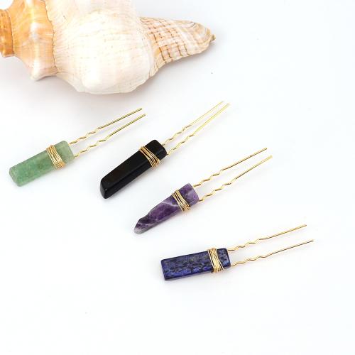 Hair Stick Natural Stone with Zinc Alloy fashion jewelry nickel lead & cadmium free Sold By PC