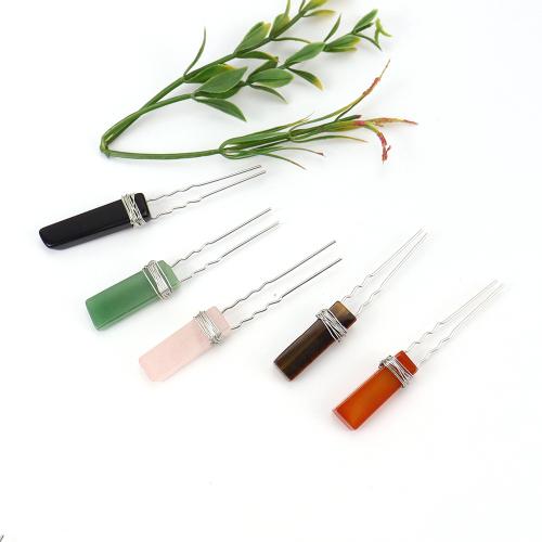 Hair Stick Natural Stone with Zinc Alloy fashion jewelry nickel lead & cadmium free Sold By PC