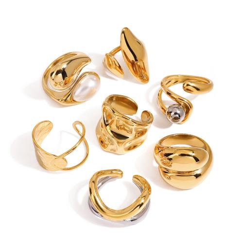 Stainless Steel Finger Ring 304 Stainless Steel plated fashion jewelry & for woman golden Sold By PC