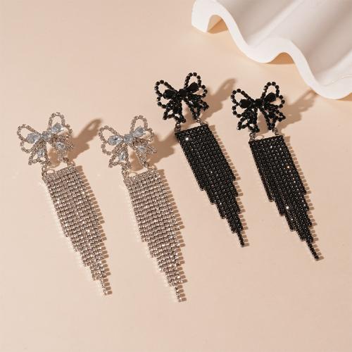 Fashion Fringe Oorbellen, Messing, met Cubic Zirconia, plated, mode sieraden & voor vrouw & met strass, meer kleuren voor de keuze, 110x29mm, Verkocht door pair