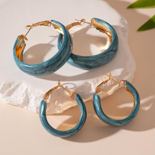 Iron Earring gold color plated  & for woman & enamel blue Sold By Pair