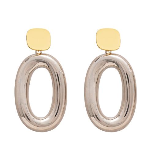 Brass Drop Earring with Zinc Alloy plated for woman & two tone & hollow Sold By Pair