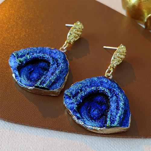 Resin Earring Brass with Resin Fan gold color plated fashion jewelry & for woman dark green Sold By Pair