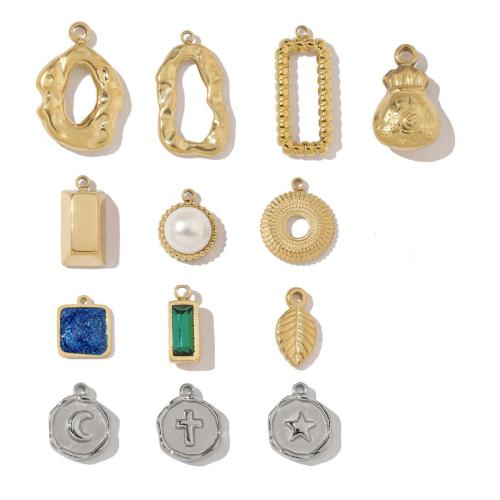 Stainless Steel Pendants 304 Stainless Steel with Freshwater Pearl Vacuum Ion Plating DIY & enamel & with rhinestone Sold By Bag