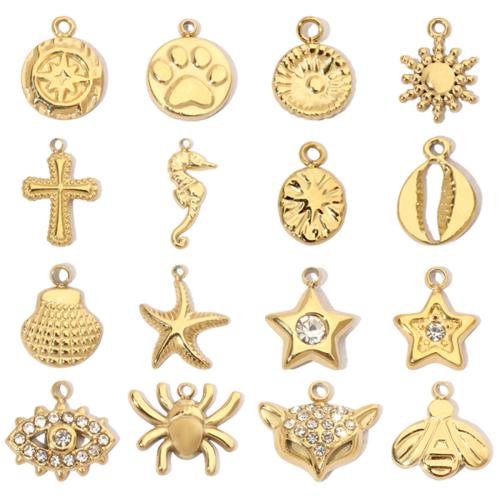 Stainless Steel Pendants 304 Stainless Steel Vacuum Ion Plating DIY & with rhinestone Sold By Bag