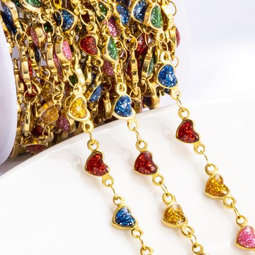 Decorative Beaded Chain 304 Stainless Steel with Epoxy Sticker Vacuum Ion Plating DIY Sold By m