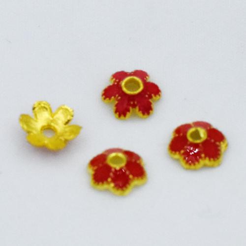 Zinc Alloy Bead Cap Flower gold color plated DIY & enamel nickel lead & cadmium free Approx Sold By Bag