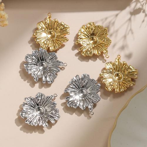 Stainless Steel Pendant Setting 304 Stainless Steel Flower Vacuum Ion Plating DIY Sold By Bag