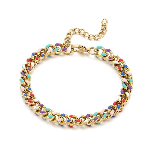 Stainless Steel Jewelry Bracelet 304 Stainless Steel Vacuum Ion Plating fashion jewelry & for woman & epoxy gel Sold By PC