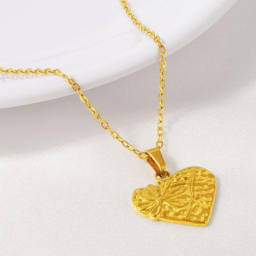 Stainless Steel Jewelry Necklace 304 Stainless Steel with 5CM extender chain Heart plated for woman Length 40 cm Sold By PC