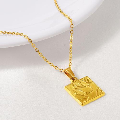 Stainless Steel Jewelry Necklace 304 Stainless Steel with 5CM extender chain Square plated for woman Length 40 cm Sold By PC