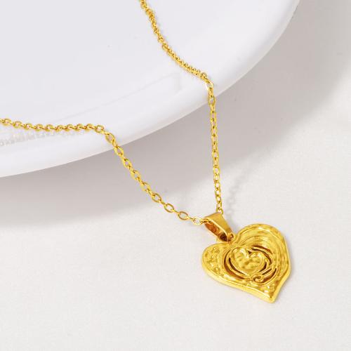 Stainless Steel Jewelry Necklace 304 Stainless Steel Heart plated for woman Length 40 cm Sold By PC