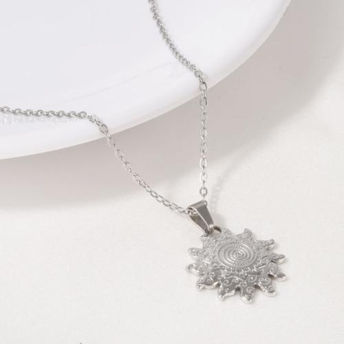 Stainless Steel Jewelry Necklace 304 Stainless Steel Sun plated for woman Length 40 cm Sold By PC