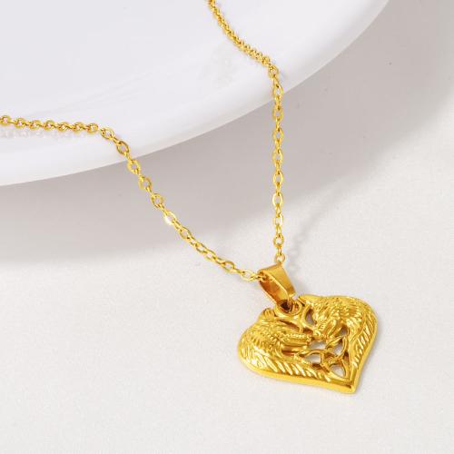 Stainless Steel Jewelry Necklace 304 Stainless Steel Heart plated for woman Length 40 cm Sold By PC