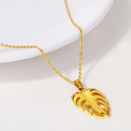 Stainless Steel Jewelry Necklace 304 Stainless Steel Leaf plated for woman Length 40 cm Sold By PC