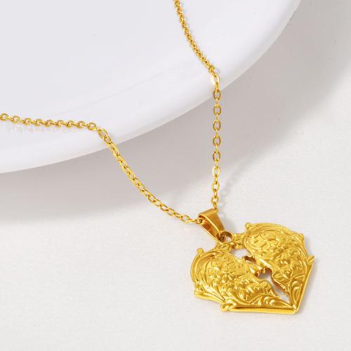 Stainless Steel Jewelry Necklace 304 Stainless Steel Heart plated for woman Length 40 cm Sold By PC