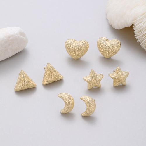 Brass Stud Earring gold color plated & for woman nickel lead & cadmium free Sold By Pair