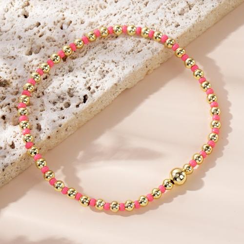 Seedbead Bracelet with Elastic Thread & Brass for woman Sold By PC