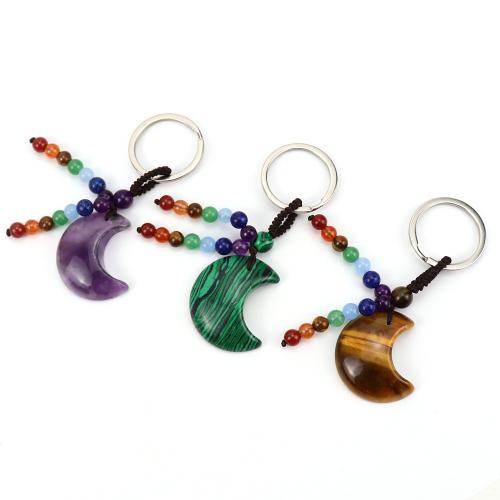 Bag Purse Charms Keyrings Keychains Natural Stone with Knot Cord & Zinc Alloy fashion jewelry Sold By PC